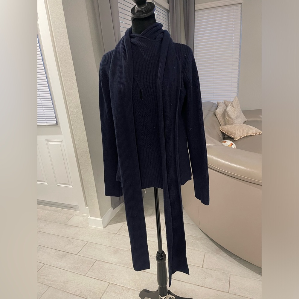 Zara SRPLS wool cashmere blend long wrap tie neck sweater M